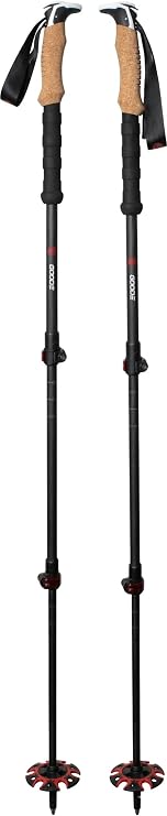 Goode Carbon Fiber Trekking Poles (Pair) | Ultralight Collapsible Hiking Poles | Adjustable Flip Lock Shafts | Cork Grip Handles | Backcountry Poles for Hiking, Backpacking & Mountaineering