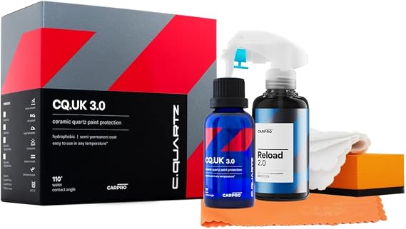CARPRO CQUARTZ UK 3.0 - Ceramic Coating for Cars - (50ml Kit w/Reload 2.0) | World Renowed Nano-Ceramic Coat , Quartz Based Nanotechnology - Bonds to Paint, Glass, Metal and Plastic