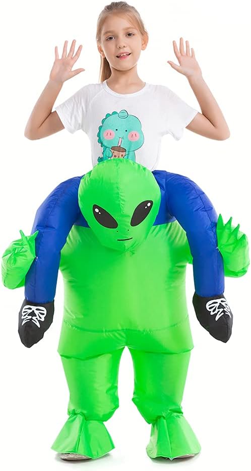 Inflatable Child Alien Costume, Piggy Back Rider Cosplay Boys Girls | 360 Degree Detailed 3D Design, Durable Fabric, Powerful Fan, More Flexible Structure to Fit, Better for Various Occasions
