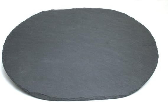 Swissmar Oval Slate Cheese Serving Board Natural Handcrafted Slate Platter with Non-Skid Felt Pads, Elegant Charcuterie & Appetizer Tray, Easy Clean Surface 15" x 10"