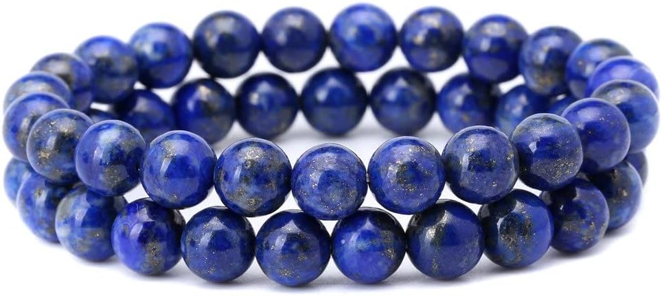 8mm Afghanistan Lapis Lazuli Bracelet for Men Women Blue Stone Beads Stretchy Strand Bracelets Friendship Anxiety Healing Crystal Gemstone Bracelets Blue Stone Jewelry Bracelet