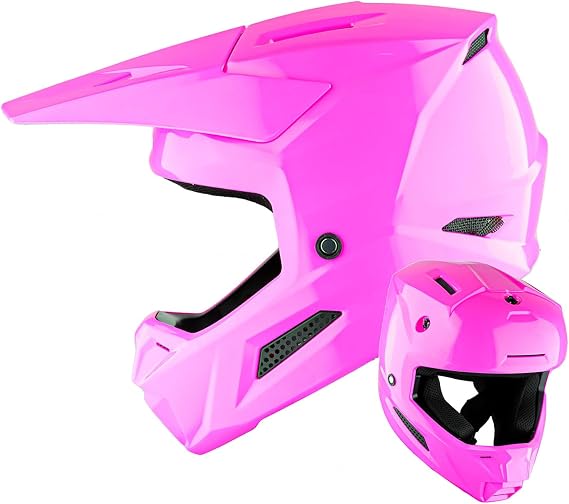1Storm Youth Motocross Helmet Kids ATV Helmet BMX MX Dirt Bike Go Kart Teenager Glossy Pink