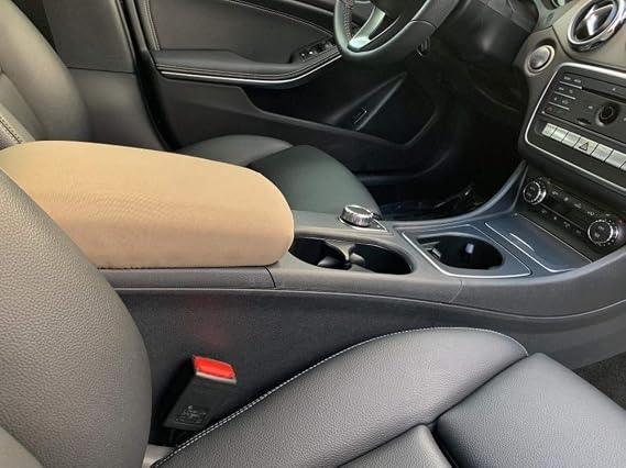 Auto Console Covers- Fits the Mercedes CLA 250 2014-2019. Center Console Armrest Cover Waterproof Neoprene Fabric. (Tan)