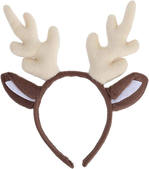 Reindeer Headband Adult Women Christmas Deer Horn Headband, Plush Moose Horns Costume, Holiday Reindeer Ears, Festive Headpiece for Party Accessories