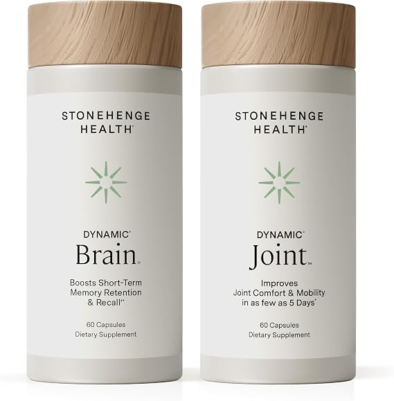 Stonehenge Health Dynamic Joint + Dynamic Brain Bundle Supplement Supports Comfort, Mobility, Flexibility + Memory Acquisition and Retention
