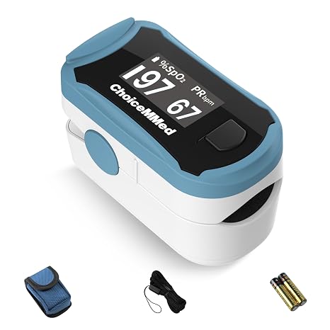 ChoiceMMed C29 Pulse Oximeter - Fingertip Pulse Oximeter Blood Oxygen Saturation Monitor - Large OLED Screen SPO2 Monitor with Lanyard and Carrying Case