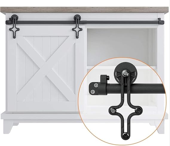 LD BUILD 4ft Mini Sliding Barn Door Hardware Kit, Unique Design Hanger, Easy Installation, Quality Roller, Perfect for Cabinets, TV Stands for 12" Wide DoorPanel (Vintage Rhombic Style)