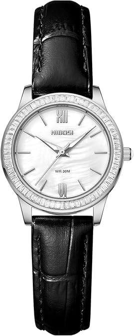 NIBOSI Watches for Women Analog Quartz Rose Gold Dial Red Black Leather Strap Womens Watch Dainty Vintage Classic Fashion Diamond Simple Casual Elegant Dress Ladies Wrist Watches