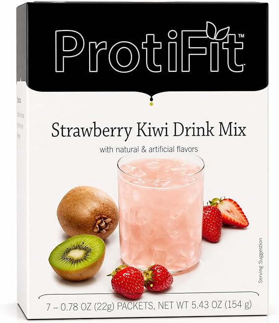 PROTIFIT - High Protein Fruit Flavored Powder Drink Mix, 15g Protein, Low Calorie, Sugar Free, Ideal Protein Compatible, 7 Servings Per Box (Strawberry Kiwi)