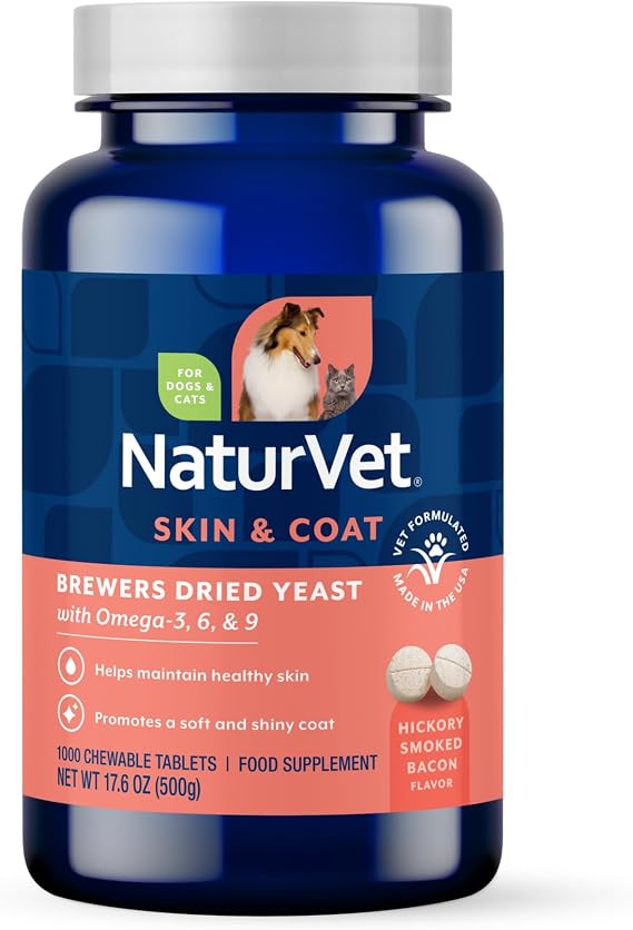 NaturVet Brewers Dried Yeast Formula Plus Omegas for Dogs & Cats - 1000 Ct