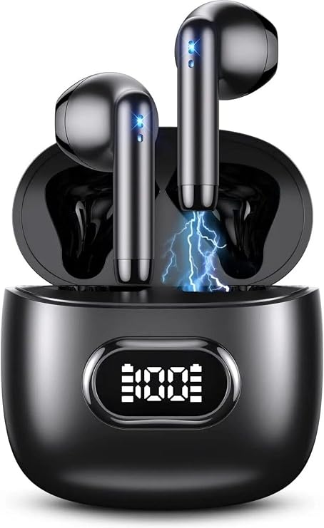 for Samsung Galaxy A15 5G - Bluetooth 5.3 Ear Buds LED Power Display Headphones Bass Stereo, Earbuds in-Ear Noise Cancelling Mic, 40H Playback Mini Case IP7 Waterproof Sports Earphones