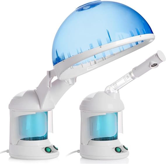 Facial Steamer for Deep Cleaning, 2 in 1 Face & Hair Steaming Machine for Natural Home Use, Black Hair Deep Conditioning, Professional Face Spa Steamer