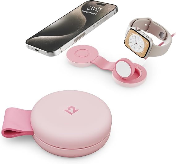 Twelve South Butterfly SE 2-in-1 Foldable Wireless Travel Charger, Pink
