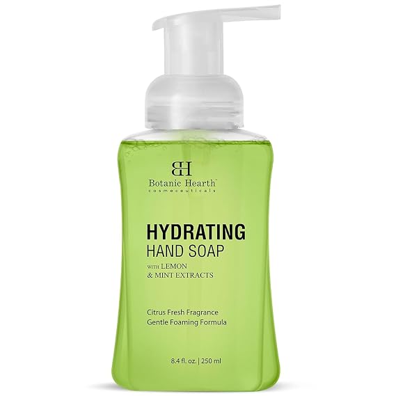 Botanic Hearth Advanced Care Hydrating Foaming Hand Soap With Castor Oil, Lemon Peel Extract & Peppermint | Gentle & Hydrating For Dry Hands | Liquid Handwash | 8.4 Fl Oz