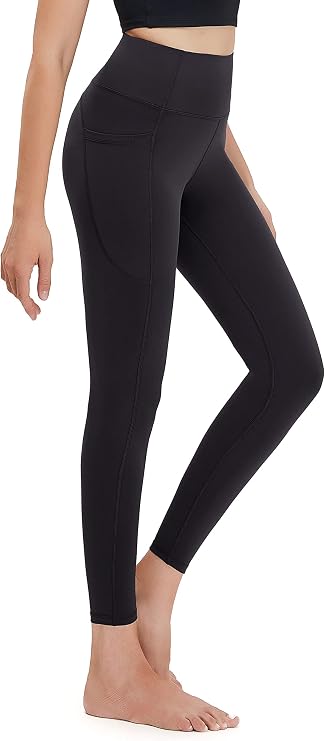 Workout Leggings for Women, 25" High Waisted Yoga Pants with Side Pockets
