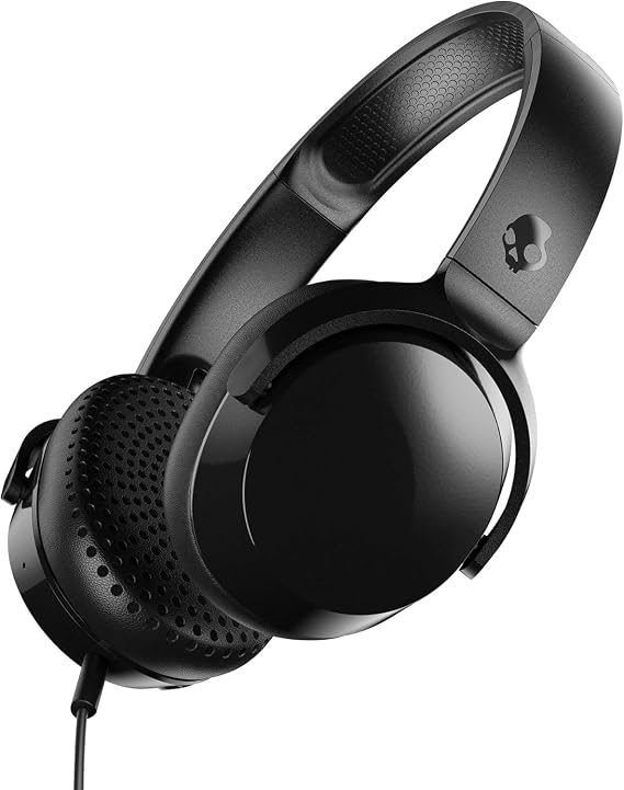 Skullcandy Riff Wired On-Ear Headphones Black, Lightweight Design, Supreme Sound, Built-in Microphone, Music & Call Controls, Tangle-Free Cable Comfortable Everyday Use