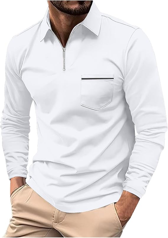 Long Sleeve Shirts for Men 2023 Fall Fashion Solid Henley Shirt Causal Stylish Work Pullover Polo Shirt Fall Tops