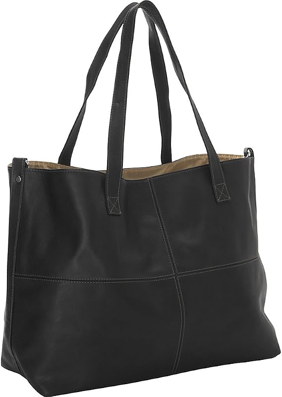 Piel Leather Large Open Multi-Purpose Tote, Black, One Size