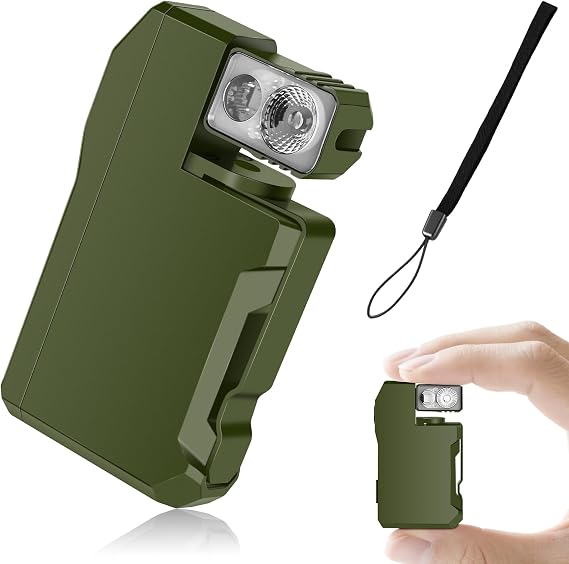 FLYSH G5 Rechargeable EDC Flashlight, Powerful RGB Flashights, 400 Lumens Portable Flat Mini Flashlights, IP68 Waterproof Multi-Mode Small Keychain Flashlight for Camping, Emergency (Green)