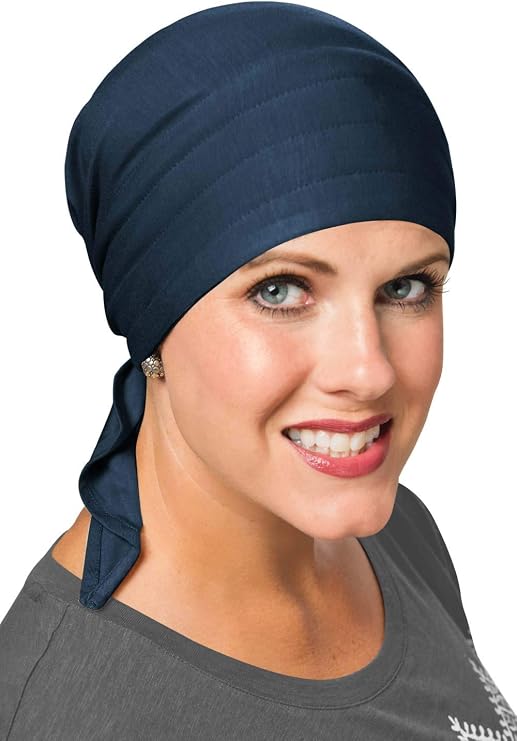 Cardani Instant Tie Headscarf - Padded Easy Tie Triangle Scarf in Luxury Bamboo Luxury Bamboo - Midnight Blue