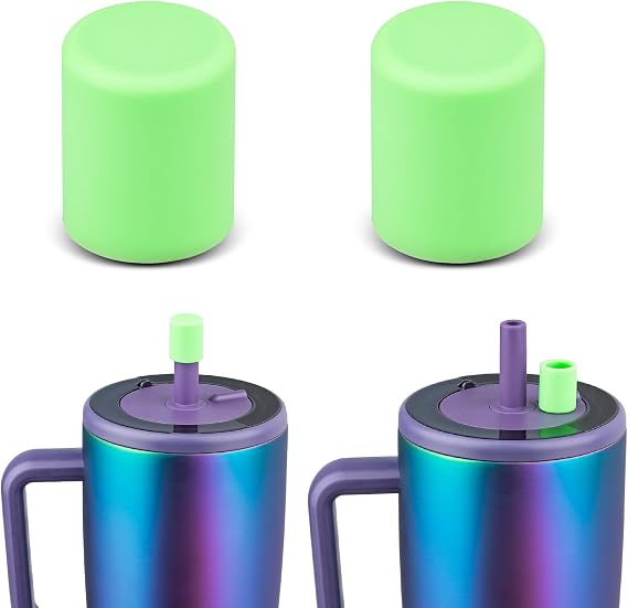 2 Pack Magnetic Straw Caps Compatible with BruMate All Era and Resa Tumblers, Silicone Straw Caps Toppers Compatible with Brumate Accessories, Covers Protectors BPA Free (Green)