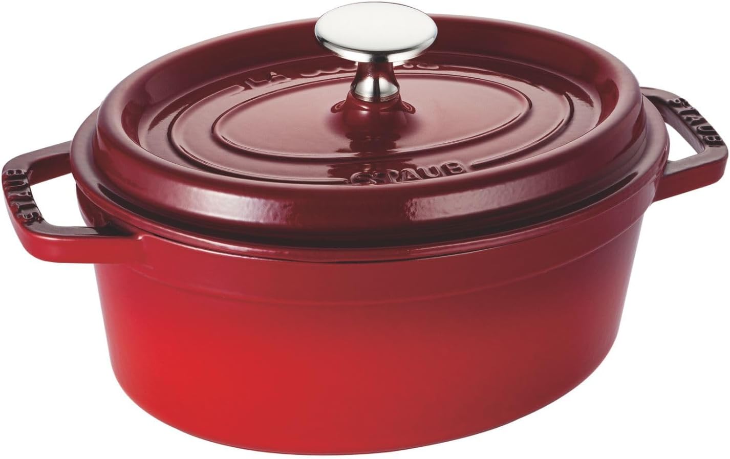 Staub 40511-498 Pico Cocotte Oval, La Cocotte Oval, 6.7 in 17 cm, Small, Double Handle, Cast Enamel, Pot, Induction Compatible, Cherry