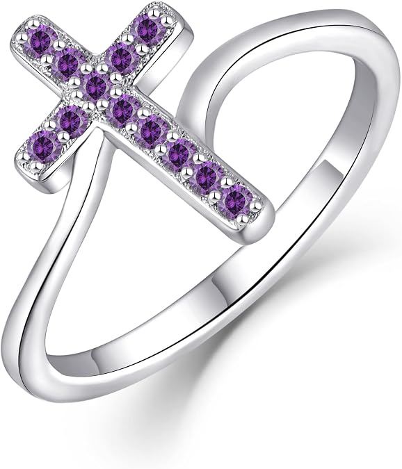 STARCHENIE 925 Sterling Silver Cross Ring for Women Size 5-10