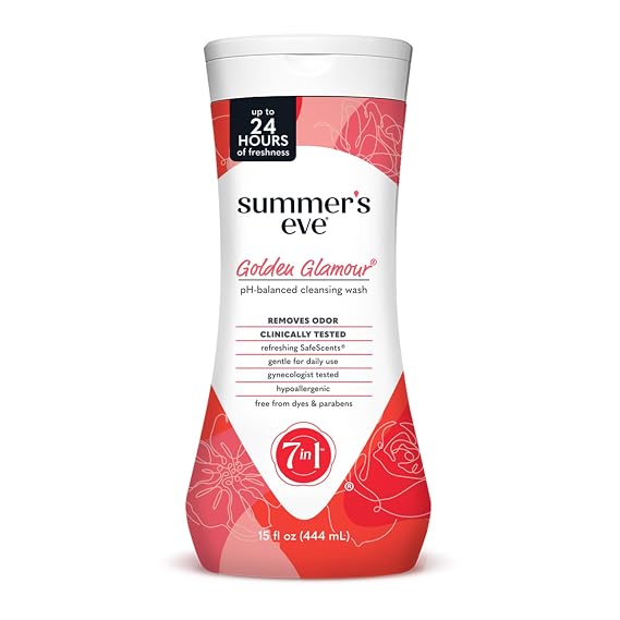 Summer's Eve Golden Glamour All-Over Daily Feminine Wash, pH-Balanced Body Wash for Women, Removes Vaginal Odor and Refreshes, 15 Fl Oz