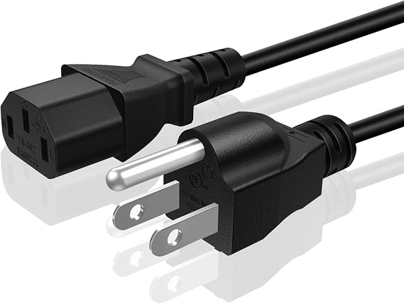 TNP 3FT PC Power Cord, 3 Prong 10A 125V NEMA 5-15P to IEC C13, Black