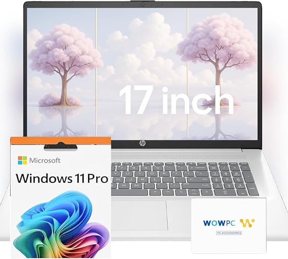 HP 2025 New 17 inch Laptop Computer 32GB RAM 1TB SSD Back to School Limited Edition with Microsoft Office Intel 13th 8-Cores i3 CPU 10-Key Number Pad WOWPC Recovery USB Window 11 Pro
