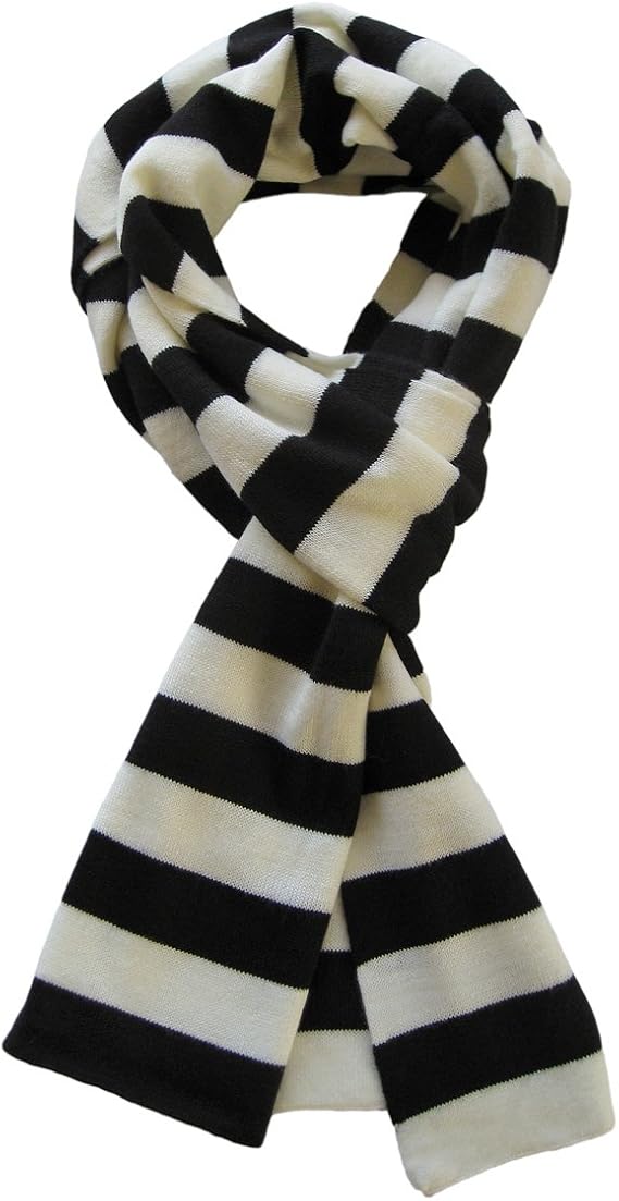 Soft Knit Striped Scarf - Black & White