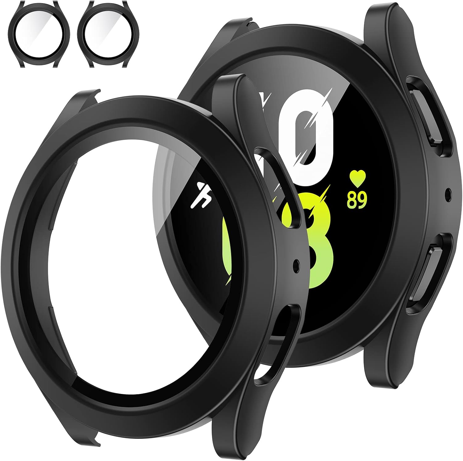 Tensea [2Pack] for Samsung Galaxy Watch 7 2024 Screen Protector Case 40mm Accessories, Protective Face Cover for 40 mm, Hard Bumper Built-in Tempered Glass Film for Women Men