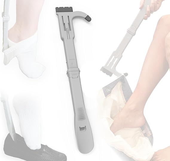 Easy Sock Otter - Long Handled (34") 3-in-1 Dressing Aid - Shoe Horn, Sock Remover, and Dressing Hook - for Seniors, Elderly, Disabled