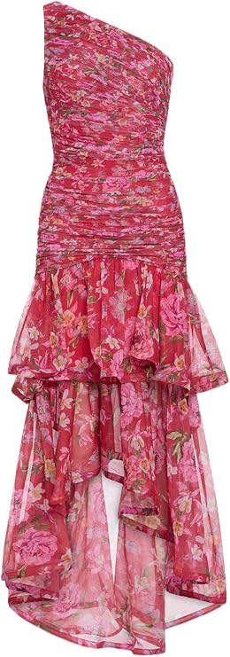 Peony Dots Asymmetrical Maxi Dress