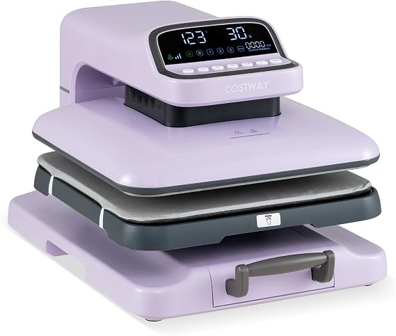 COSTWAY Auto Heat Press Machine for T Shirts, 15 x15 Professional Press Machine w/Large Smart Control Screen, Auto Release, Fast & Even Heating for Sublimation, HTV, Vinyl & Heat Transfer Projects