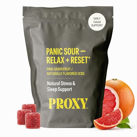 PROXY Panic Sour GABA L-Theanine Calm Sleep Gummies Grapefruit Vegan, 30 Ct