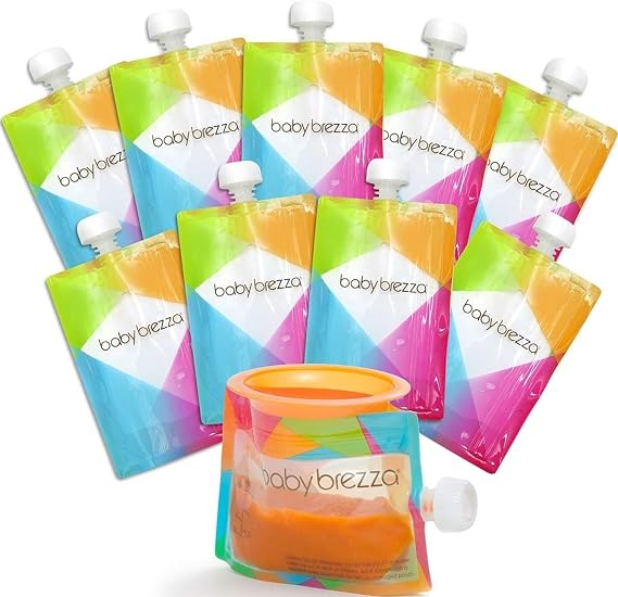 Baby Brezza Reusable Baby Food Storage Pouches, 10 Pack, 7oz Size
