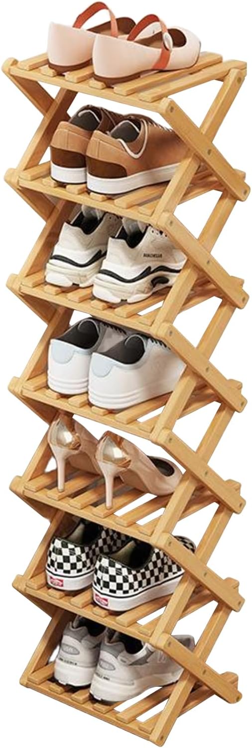 Simcat Bamboo Folding Shoe Rack Free Standing Storage Organizer