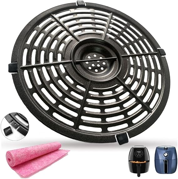 3.7QT Round Air Fryer Grill Plate for Chefman Air Fryers, Premium Double-layer Nonstick Coating Air Fryer Grill Pan, Crisper Tray, Bottom Plate Rack Grate Insert Grid for Crux Air Fryers