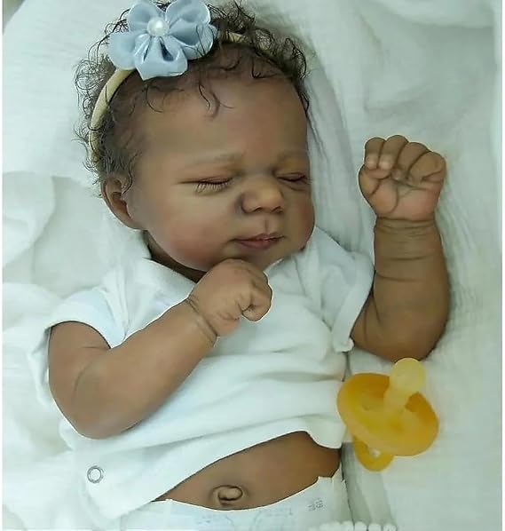 Zero Pam Black Reborn Baby Dolls Silicone Full Body Girl, 19 Inch African American Realistic Baby Dolls Girl, Lifelike Newborn Babies Doll Sleeping Like Real Babies for Girls Toys