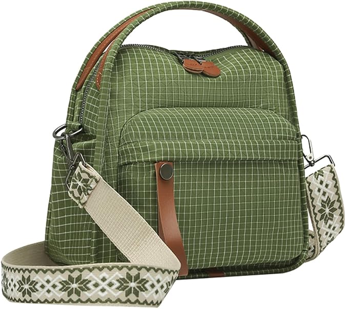 Canvas Nylon Shoulder Bags for Women Casual Solid Crossbody Handbag Trendy Top Handle Purse Satchel Travel Commute