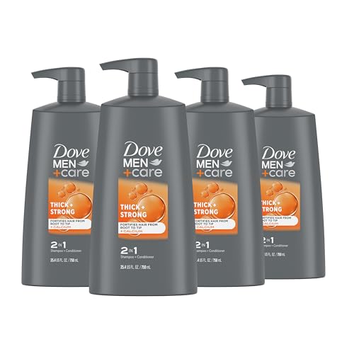 DOVE MEN CARE 2-in-1 Shampoo  Conditioner Thick  Strong 4 count for Fortifying Hair from Root to Tip, with Calcium, 25.4 oz