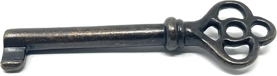 Metal Magery Antique Brass Hollow Barrel Skeleton Key for Doors, Desks, Cabinets, Dressers, Clocks and Vintage Furniture