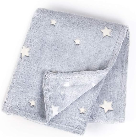 Tadpoles Glow-in-The-Dark Stars Baby Blanket - Super Soft Fleece Throw Blanket - Soothing Glow Stars for Kids - Toddler Bedding Set & Comforter - 60 x 80 in, Polyester/Fleece/Flannel