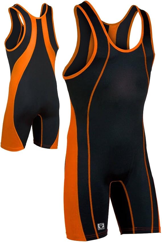 Brute Maverick Wrestling Singlet - SIZE: Small, COLOR: Black/Orange