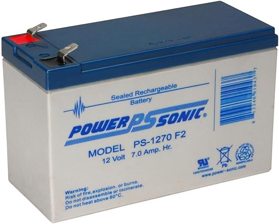 Power Sonic 12V, 7Ah, AGM, F2 Terminal, Replacement Battery Compatible with Kubota BX1500