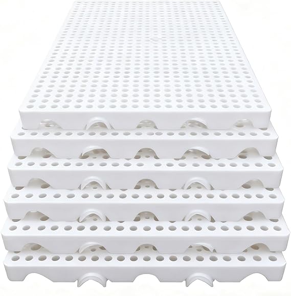 6pcs Plastic Pallet, Lightweight Moisture-Proof Floor Waterproof Storage Grid Pad, Easy to Drain Mat, HDPE Breathable Grids Article Racks for Garage Supermarket BasementWhite