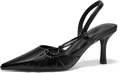 Coutgo Womens Slingback Kitten Heels Closed Pointed Toe Pumps DOrsay Wedding Party Dress Shoes