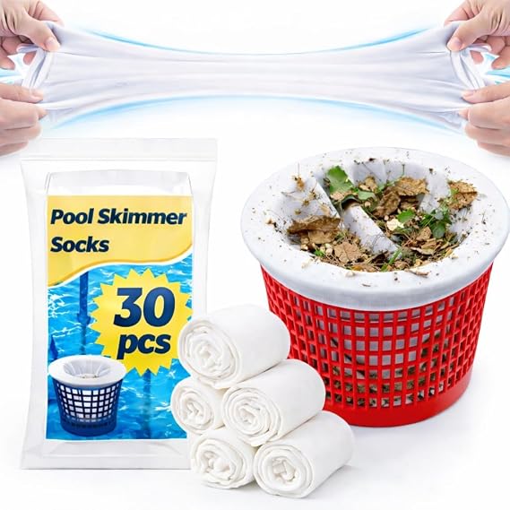 Sukh 30 Pack Pool Skimmer Socks - Pool Filter Socks for Skimmer Basket