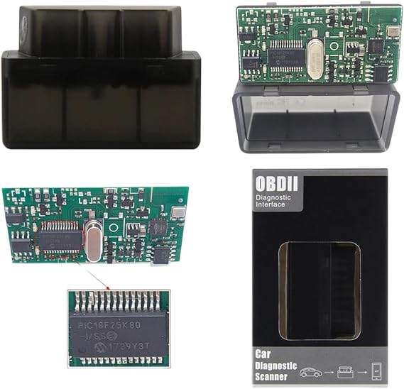 1Pcb Black | 23Mm | Lot Elm327 V1.5 Double PCB Pic18F25K80 Chip Bluetuth Elm 327 Code Reader Works Android 2 Diagnostic Tool New 2026 High for Reliable Electronic Component